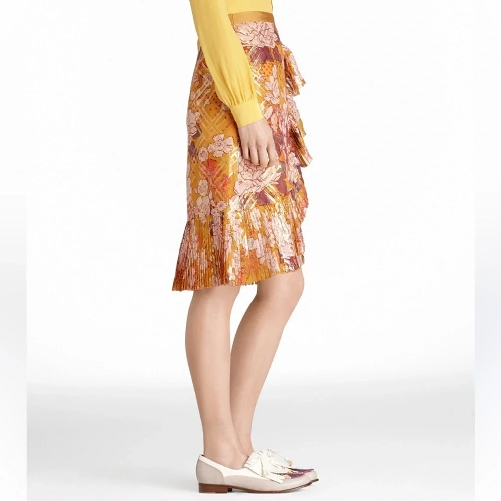 Tory Burch Opalina Silk Floral Print Ruffle Skirt